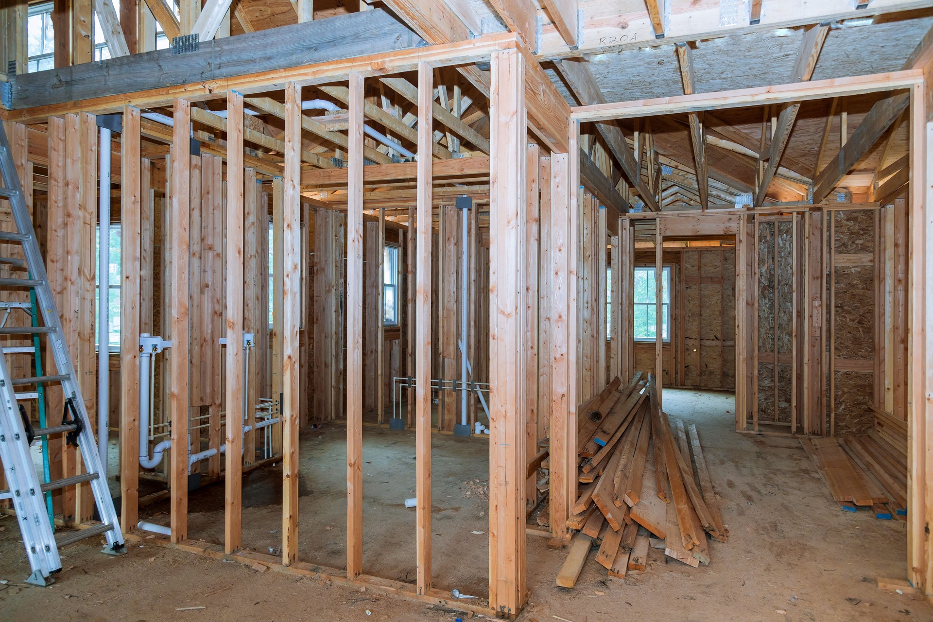 Interior view of a house under construction